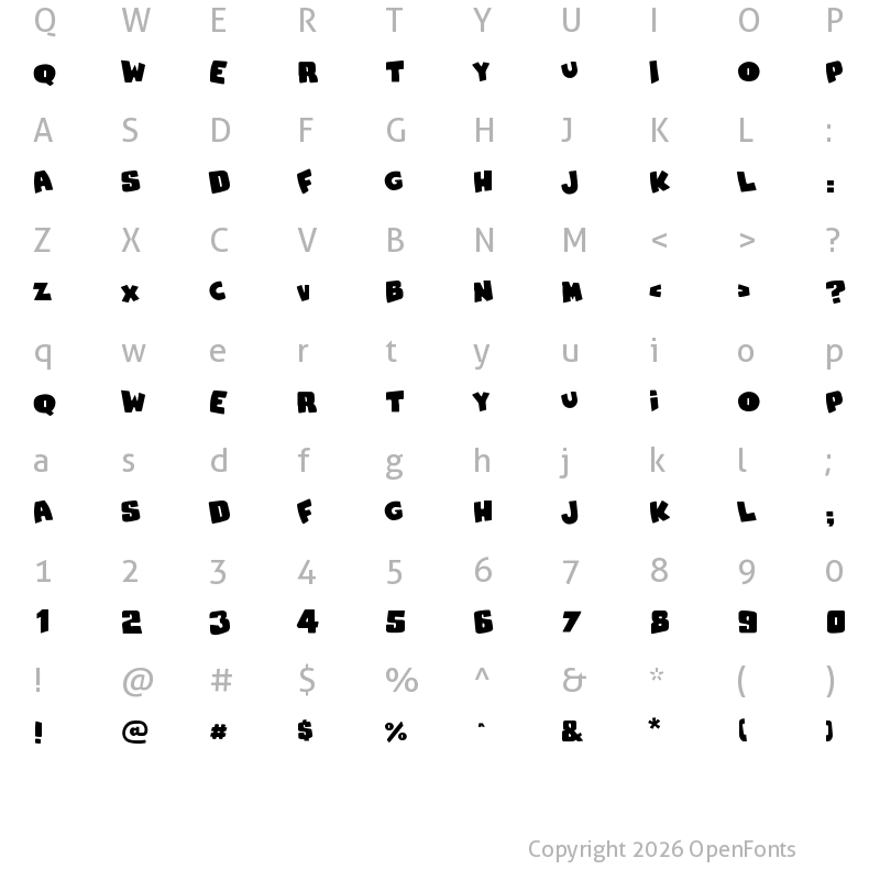 Character Map of Snaps Taste Regular