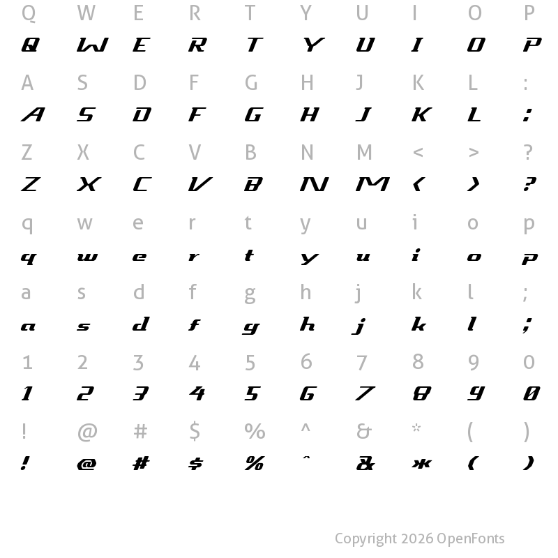 Character Map of Sneakout Regular