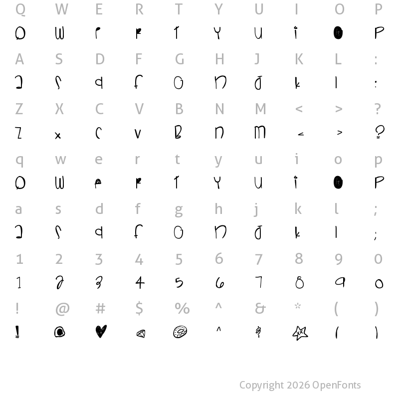 Character Map of SneakyBoy Medium