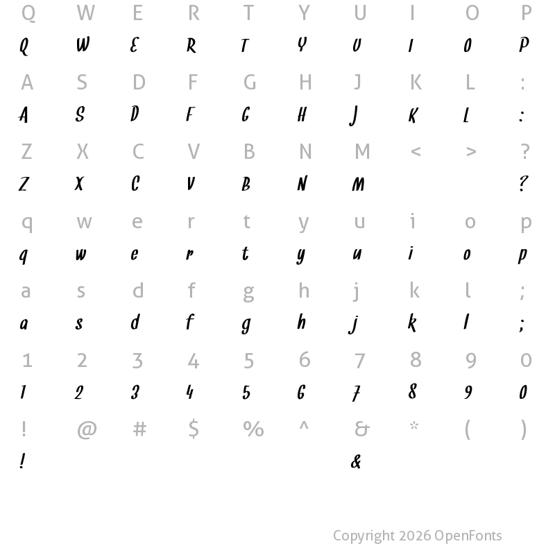 Character Map of Snickles Regular