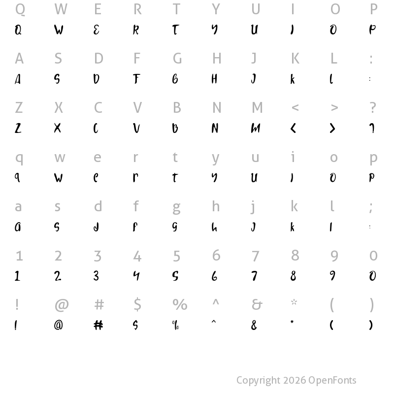 Character Map of SNOW LANDY Regular