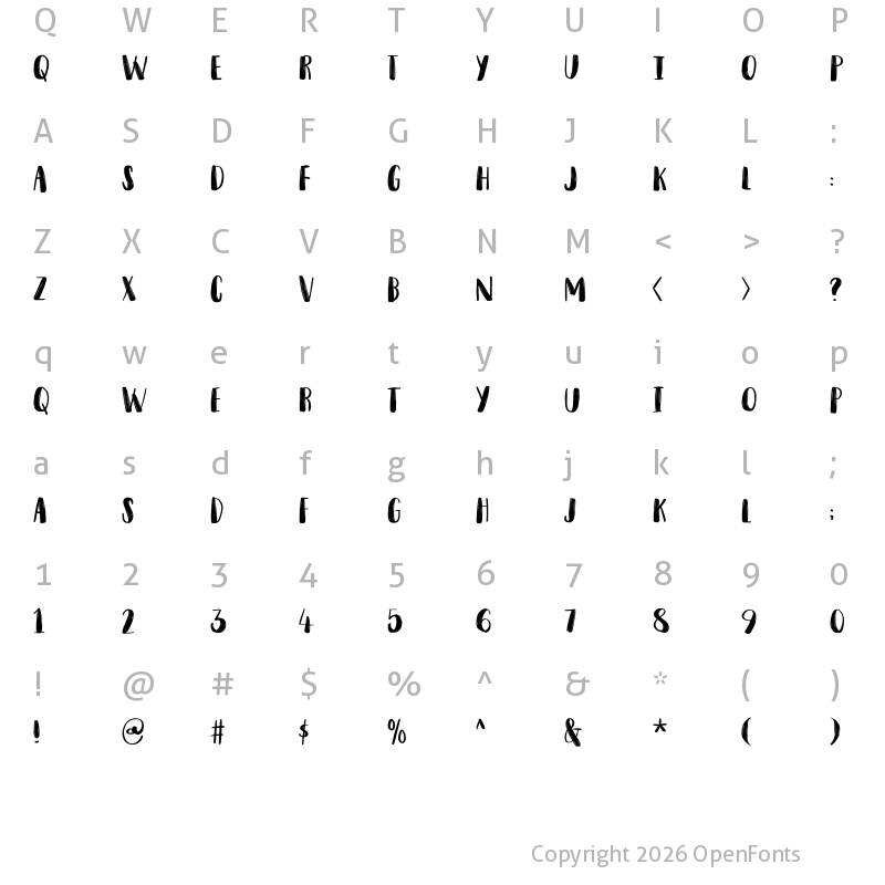 Character Map of Snubnose DEMO Regular
