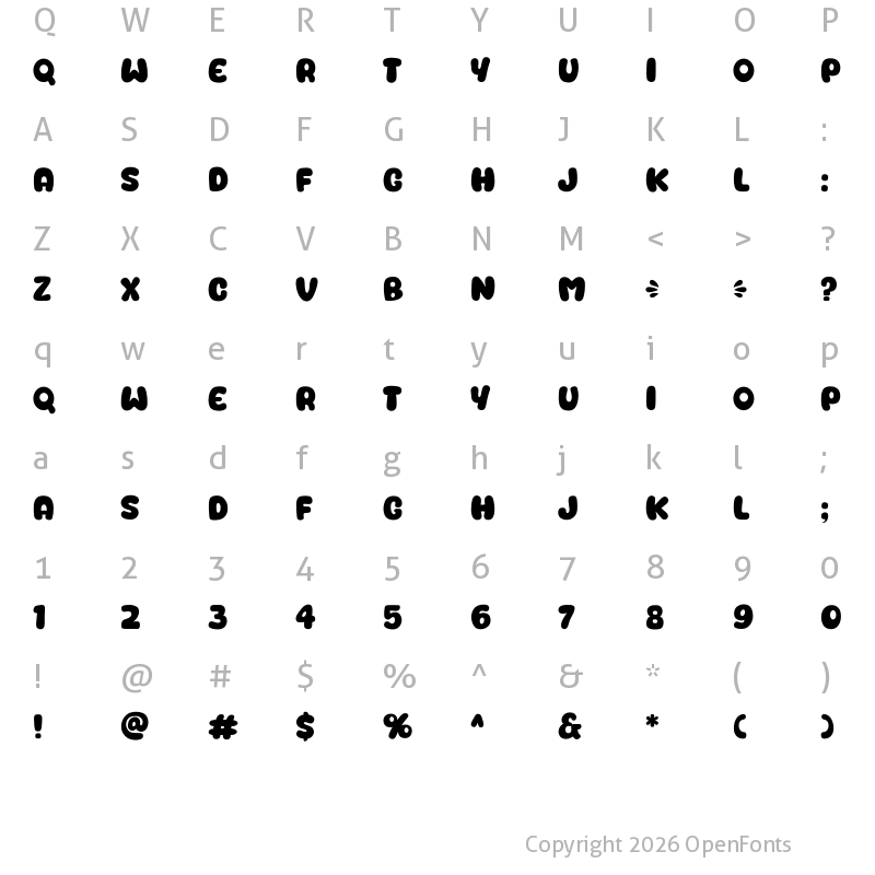 Character Map of Sobear Regular