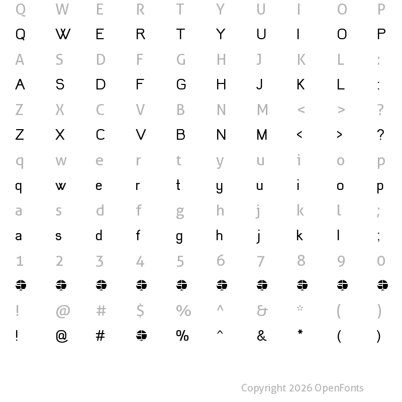 Character Map of Sober Regular