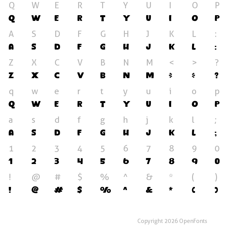Character Map of Sobread Regular