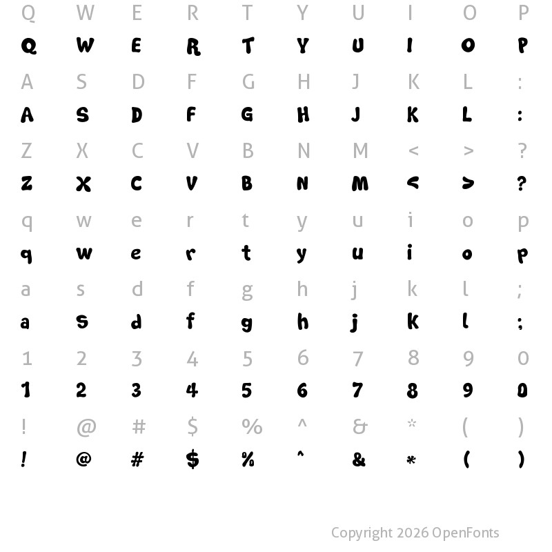 Character Map of Soft Marshmallow Regular