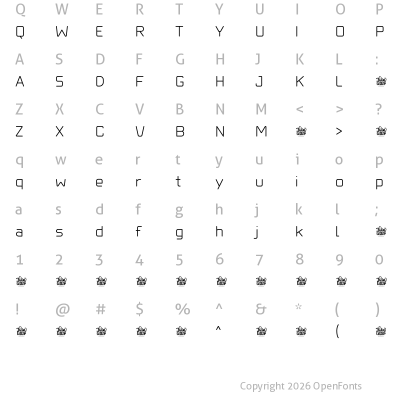 Character Map of Sogeh Thin Personal Use