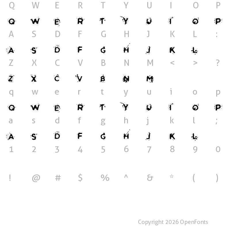 Character Map of Soldier of the Dark Regular