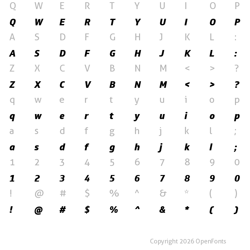 Character Map of Soleto Trial XBold Italic