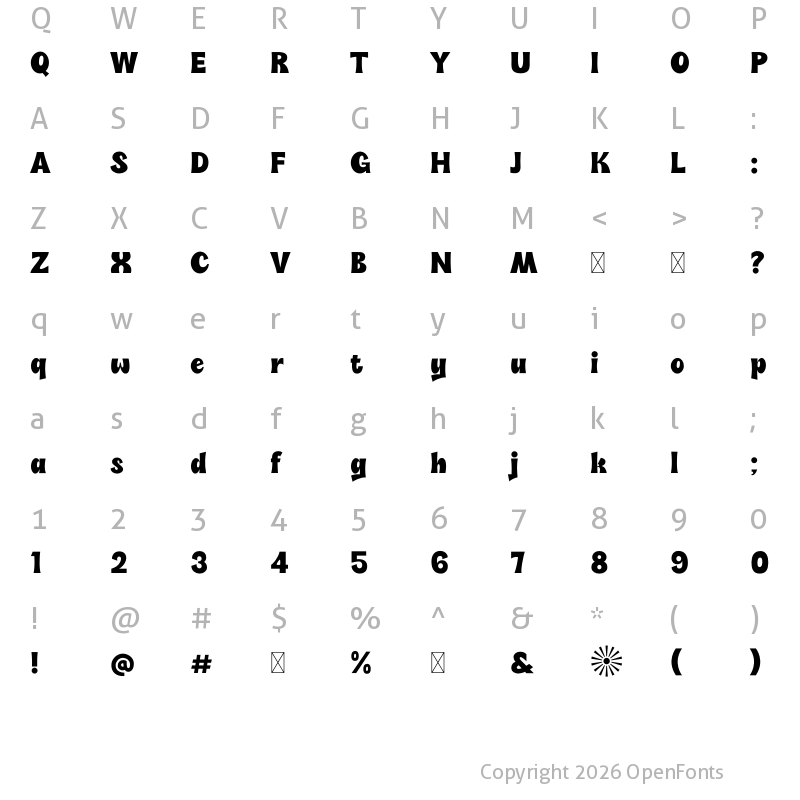 Character Map of Soli Soleil Bold