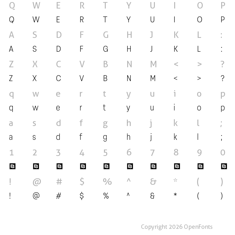 Character Map of Soliden Trial Light Condensed