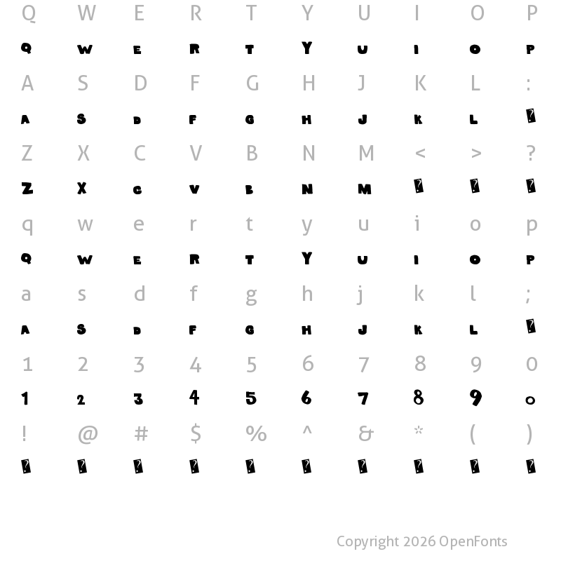 Character Map of SolidMarker Regular