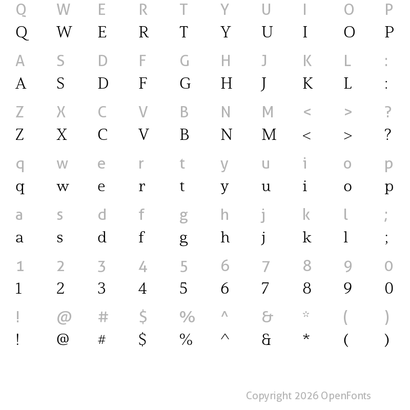 Character Map of Solitas Serif Ext Book