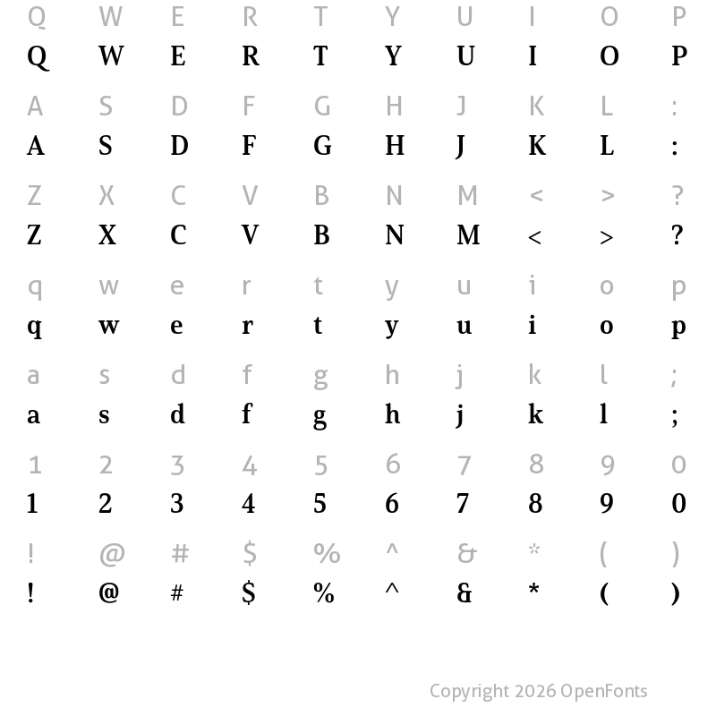 Character Map of Solitas Serif Norm Bold