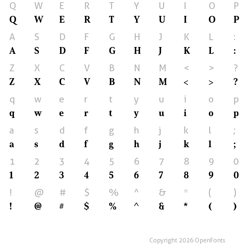 Character Map of Solitas Serif Norm ExBold