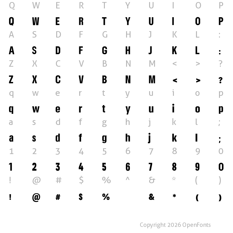 Character Map of Somar Sans Black Condensed