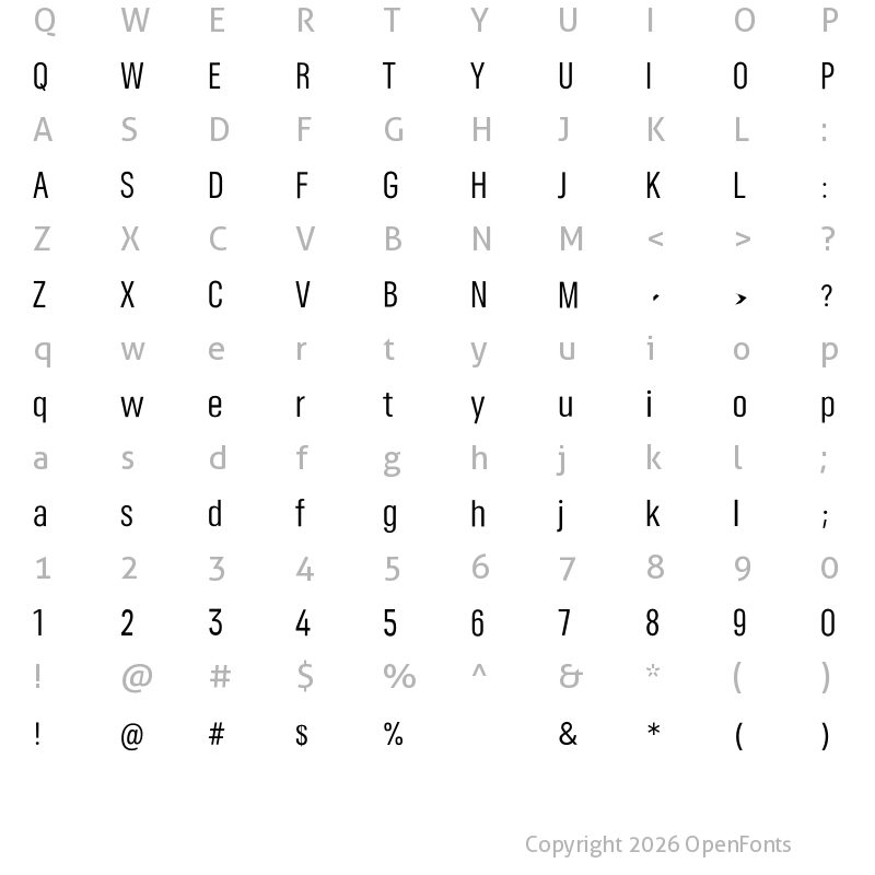 Character Map of Somar Sans Regular Condensed
