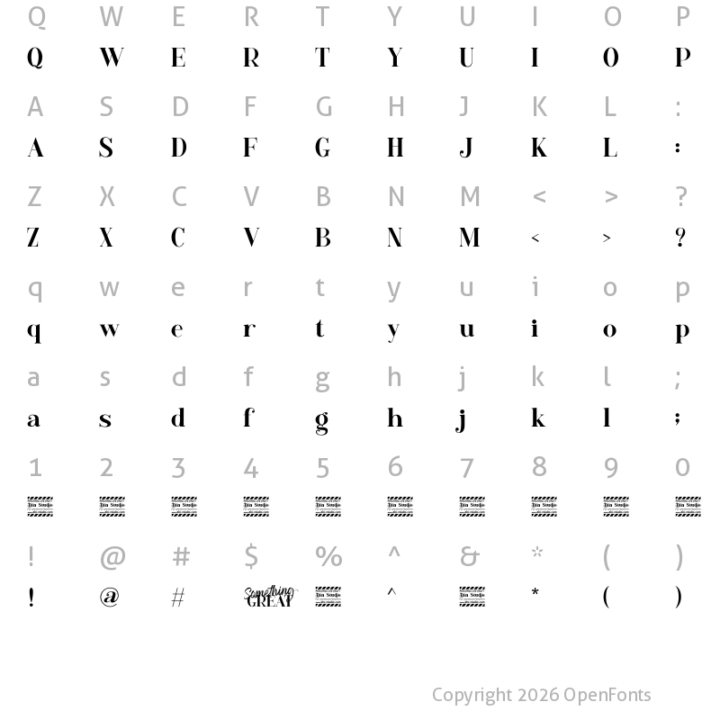 Character Map of Something Great Serif Personal Use Regular