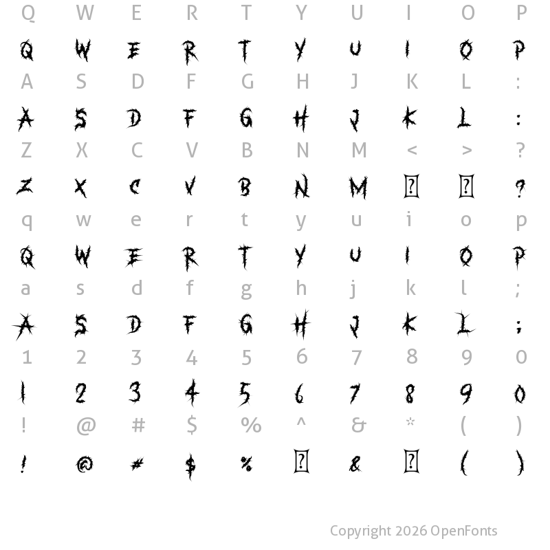 Character Map of Something in The Grave Yard Regular