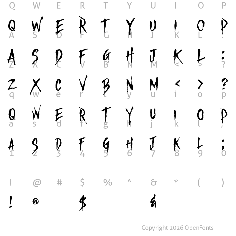 Character Map of Something Unfriendly Demo Regular