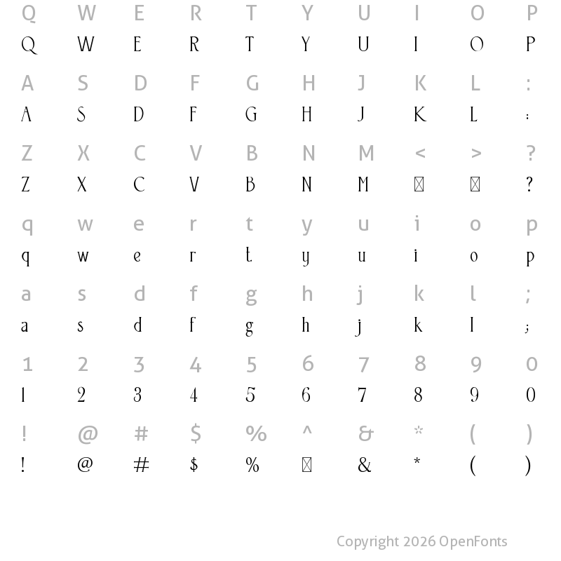 Character Map of Somnium Amor Regular