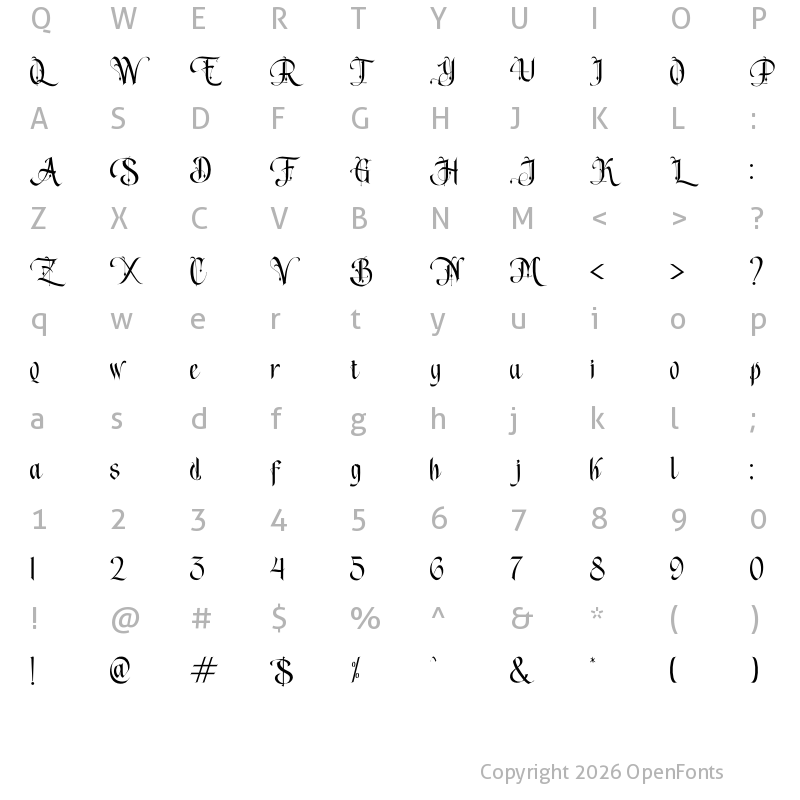 Character Map of Song of coronos Regular
