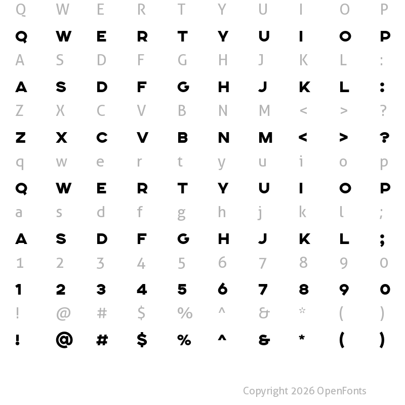 Character Map of SONGER SemiExpanded Heavy