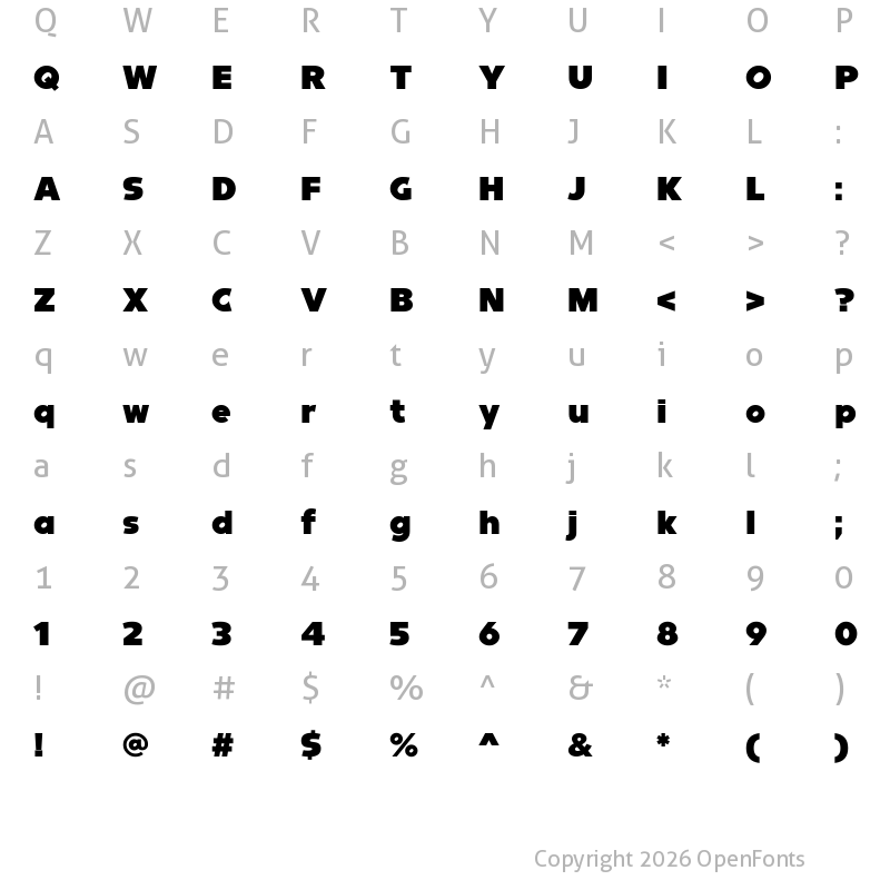 Character Map of Sonic Logo Bold