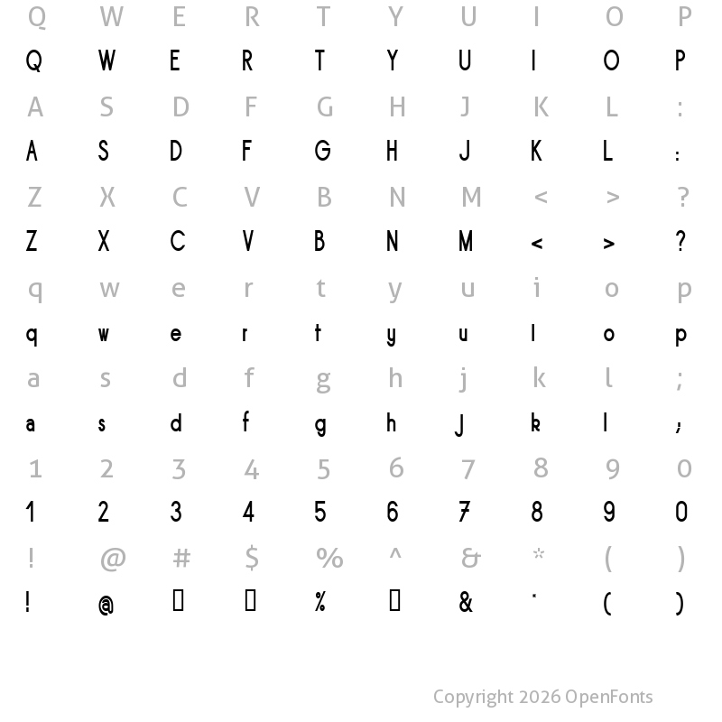 Character Map of Sornette Bold Narrow
