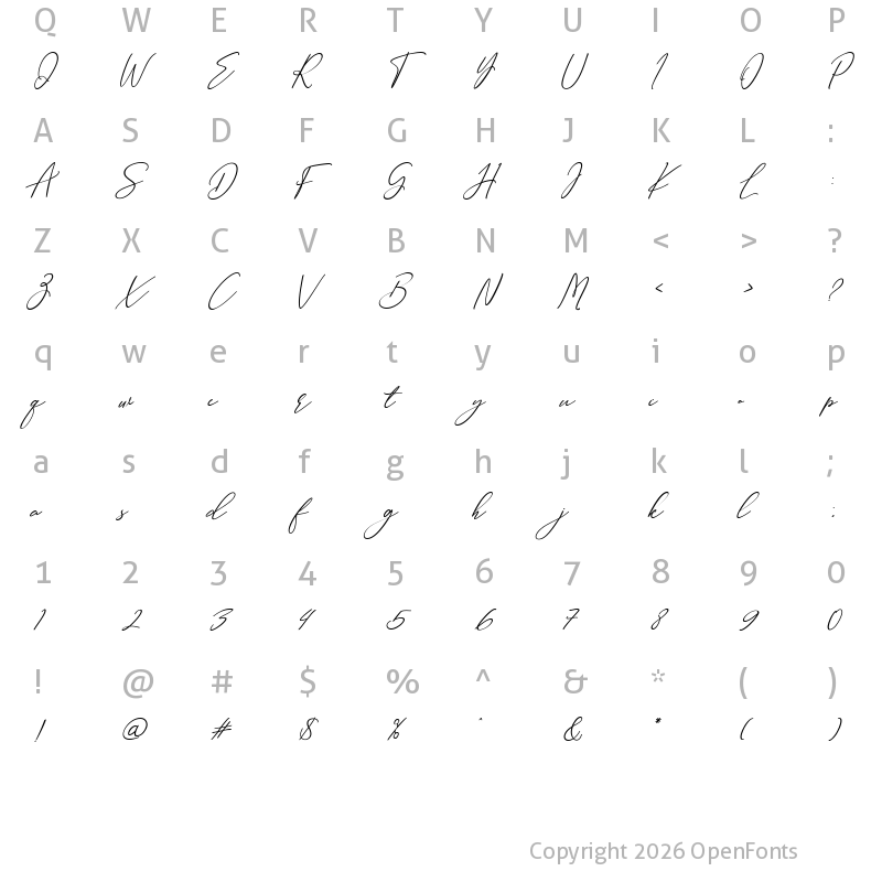 Character Map of Sottalica Regular