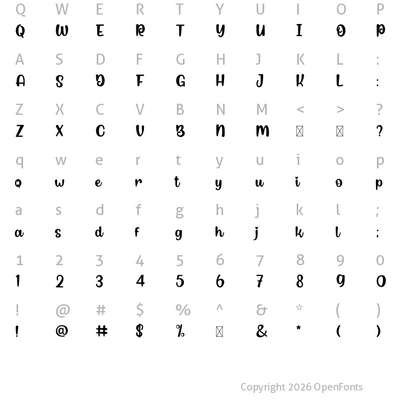 Character Map of Soul Billani Regular