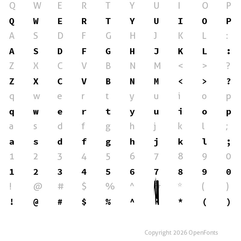 Character Map of Source Code Pro Bold