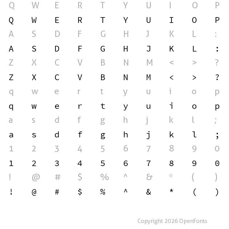 Character Map of Source Code Pro Regular