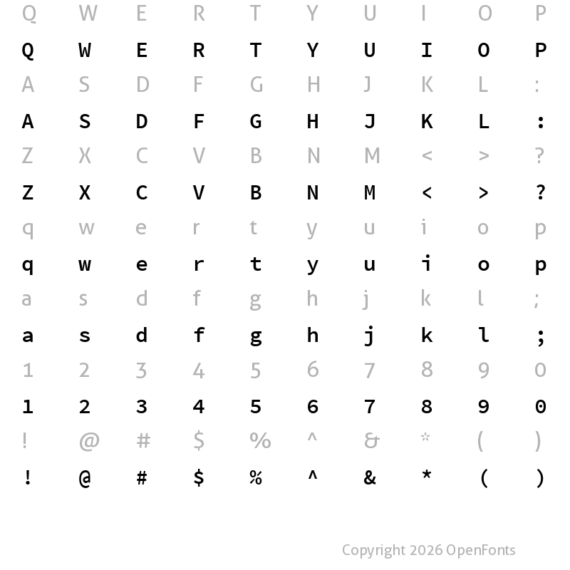 Character Map of Source Code Pro Semibold