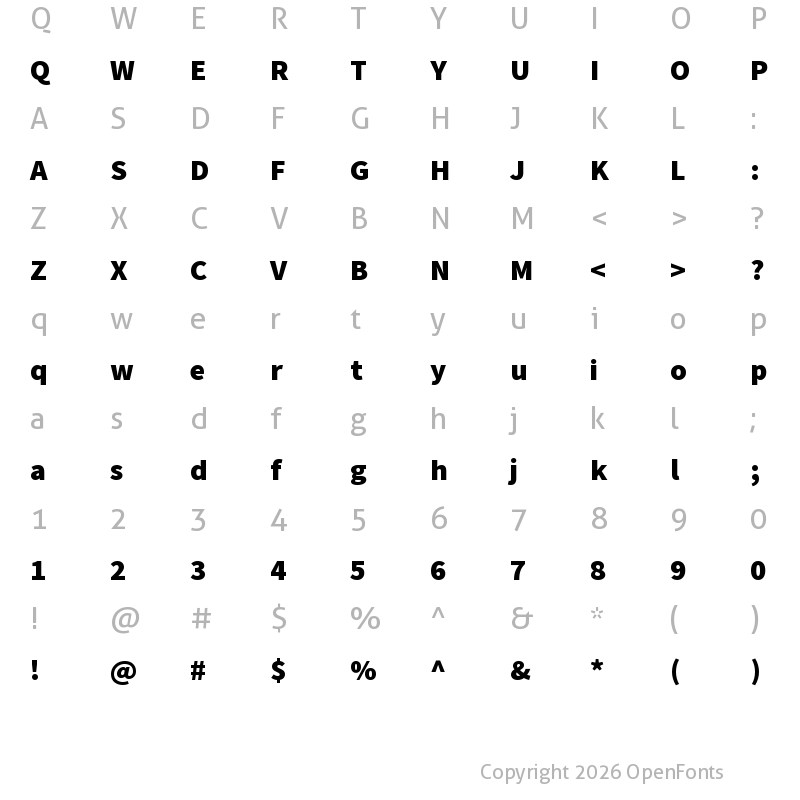 Character Map of Source Sans Pro Black