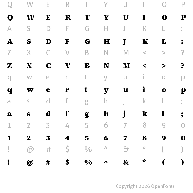 Character Map of Source Serif 4 Caption Black