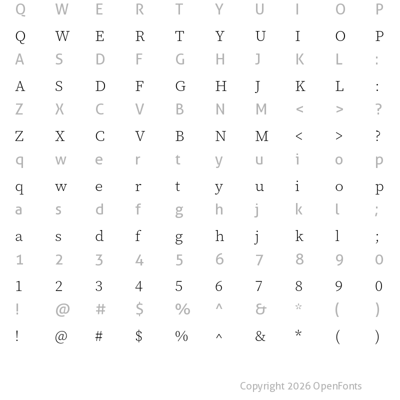 Character Map of Source Serif 4 SmText Light