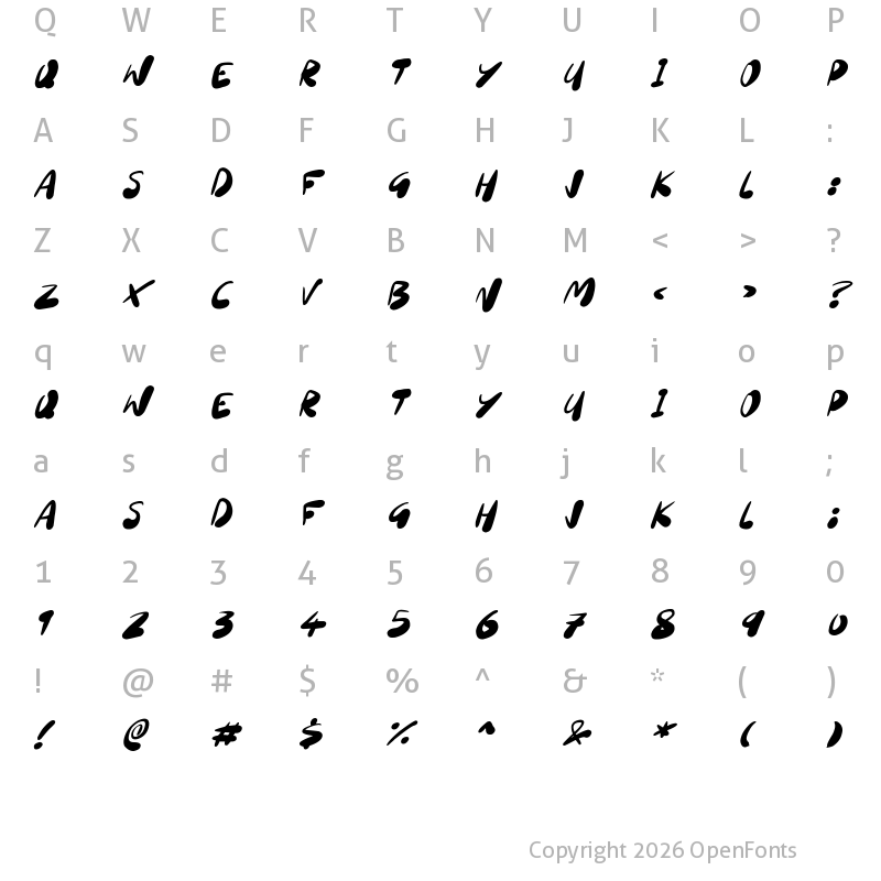 Character Map of Sourdough Italic