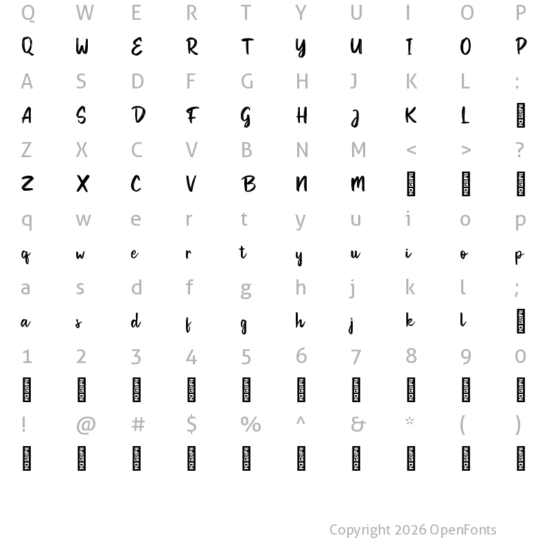 Character Map of Souther Regular
