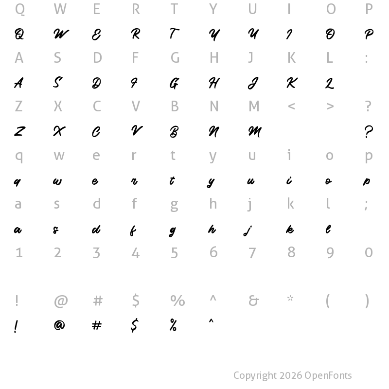 Character Map of Southland Righway Regular