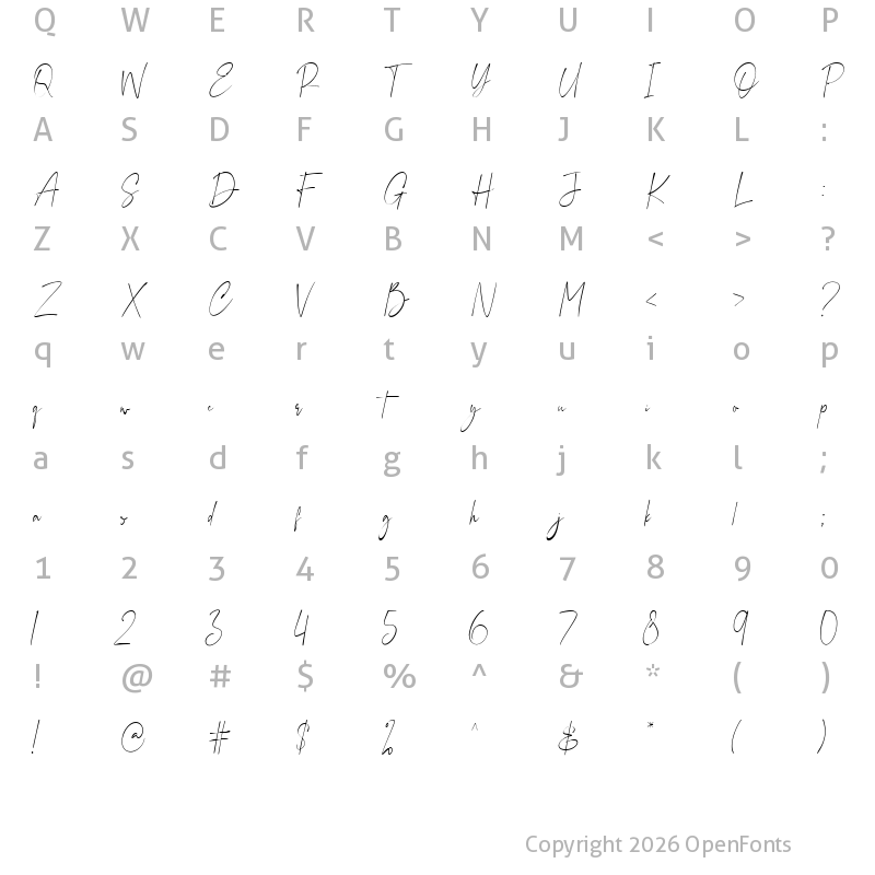 Character Map of Southminister Regular
