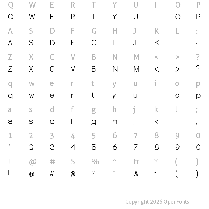 Character Map of SP Butch Lite Medium