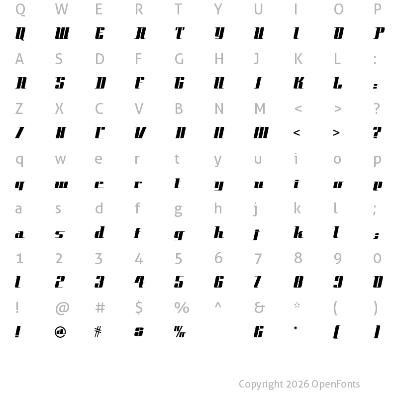 Character Map of Space Cadet NF Regular