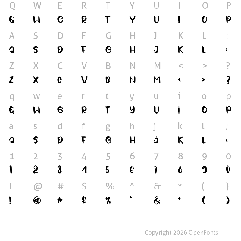 Character Map of Space Holiday Regular