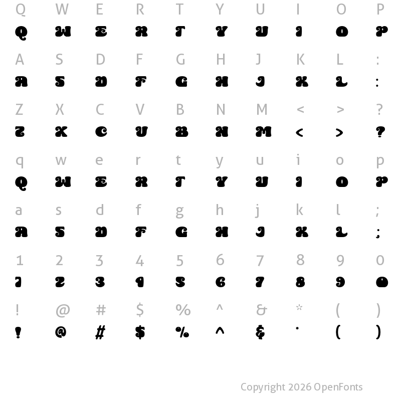 Character Map of Space Majestic Regular