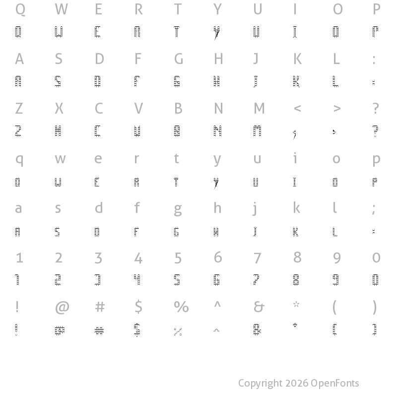 Character Map of SPACE PEZ Outline