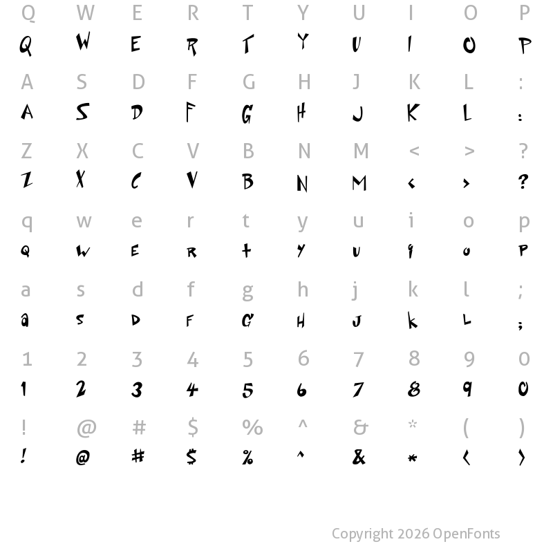 Character Map of Space Up Yer Life Regular