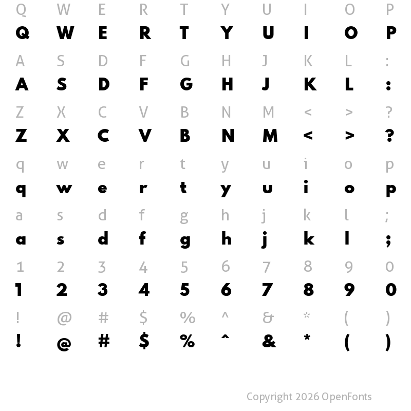 Character Map of Spartan Black