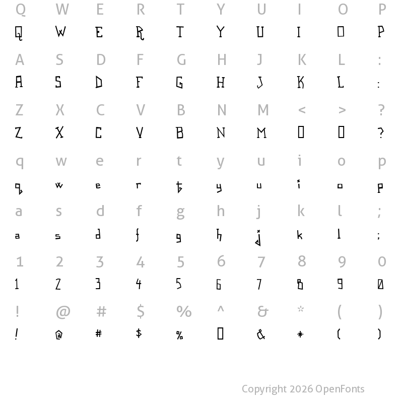 Character Map of Spastic Nerfbag Regular