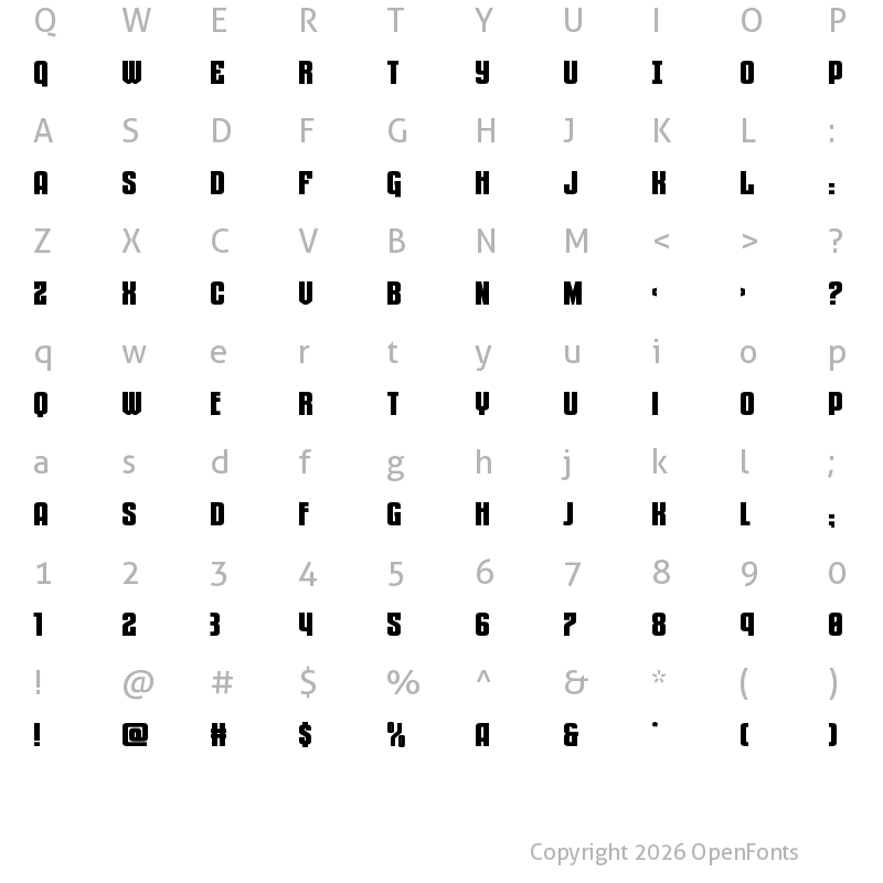Character Map of Special Agent Expanded Regular